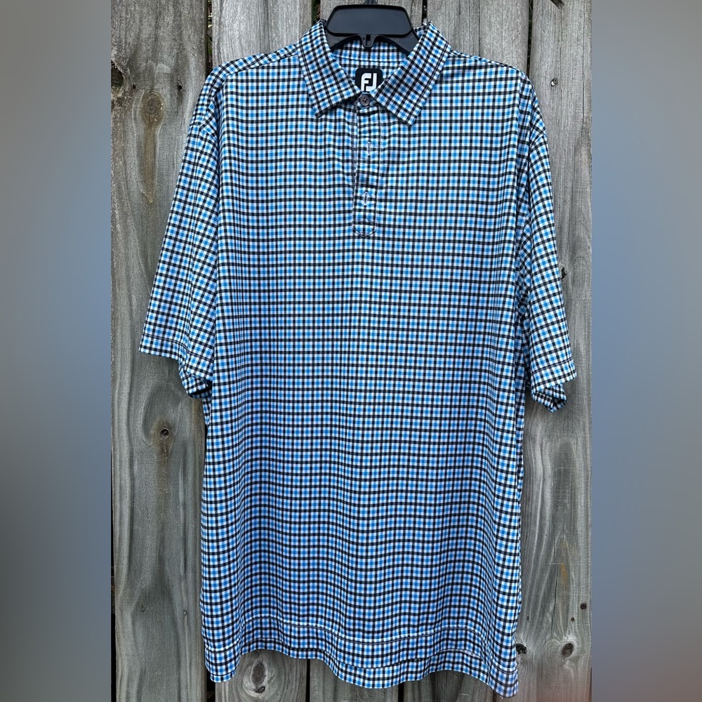 FootJoy Polo Golf Shirt Blue/White XL EUC